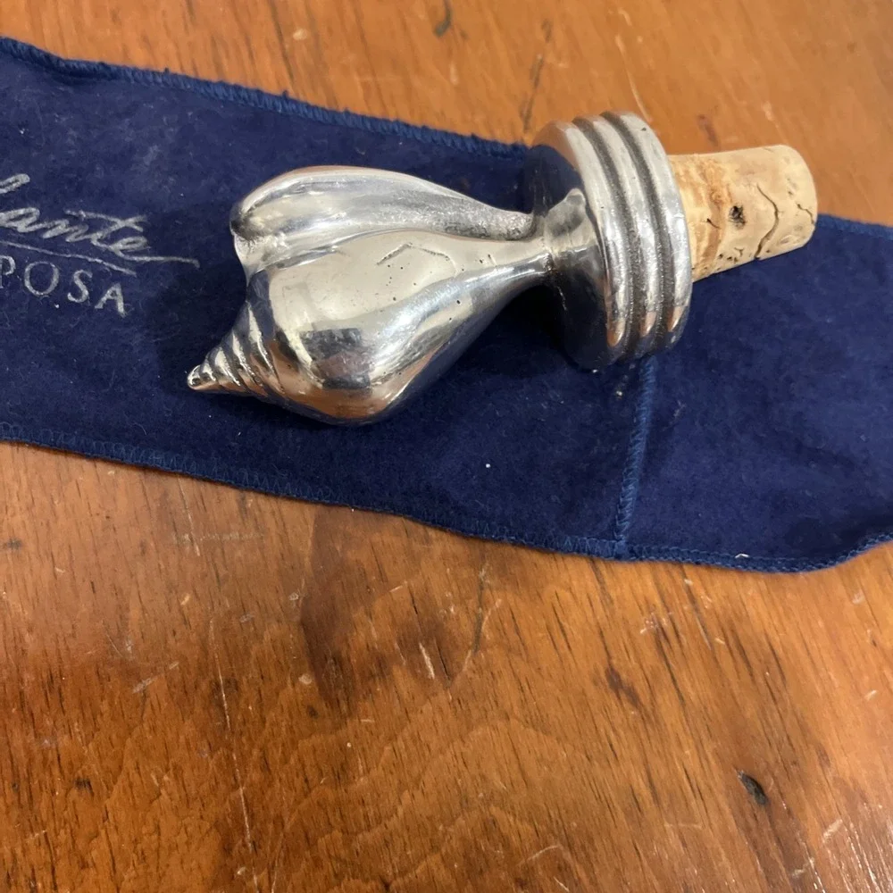 Mariposa Sea Shell Seashell Wine Bottle Stopper Recycled Aluminum Beach‎ Cork